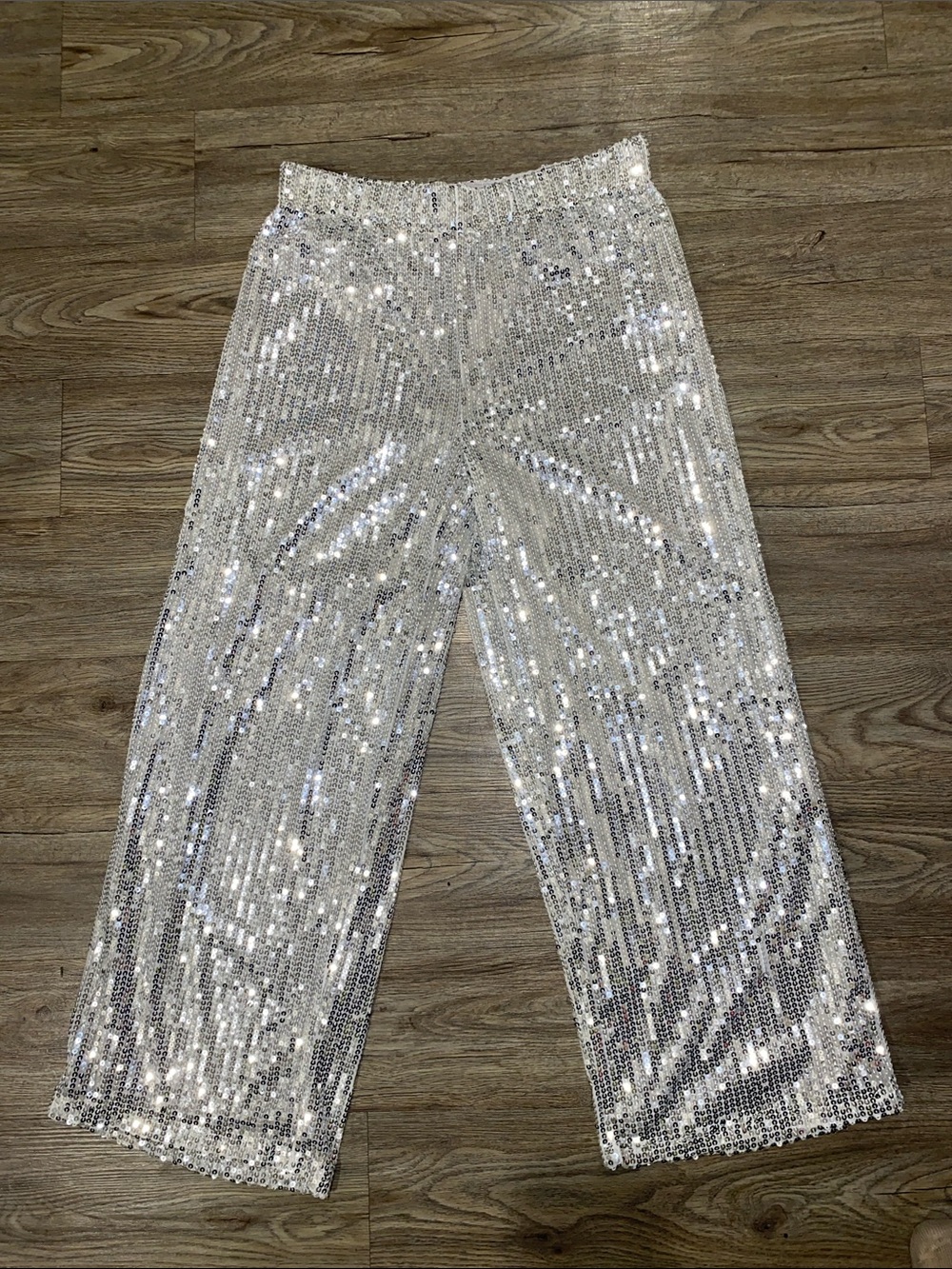 Esmara Silver Sequin Wide-Leg Pants NWT Size L 12/14 - Picture 4 of 7